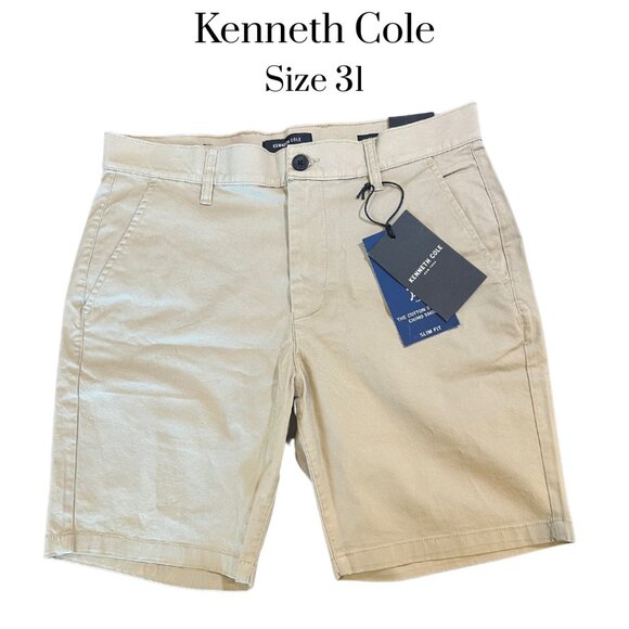 NWT Kenneth Cole Men's Chino Slim Fit Techni-Cole Side front pockets Tan Size 31 - Picture 1 of 13